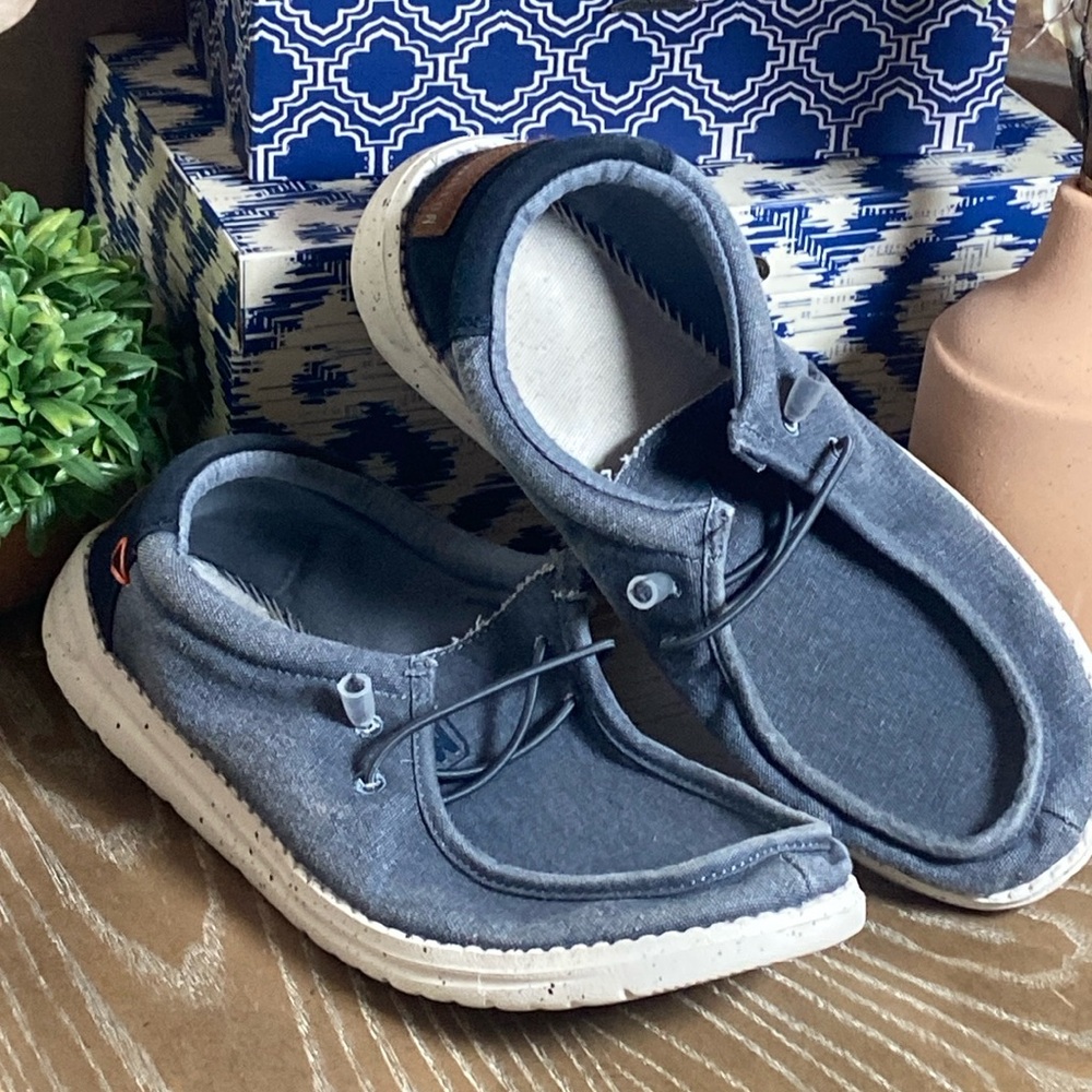 Men’s Chambray Blue Canvas Slip On  Hey Dude Inspired Sneaker